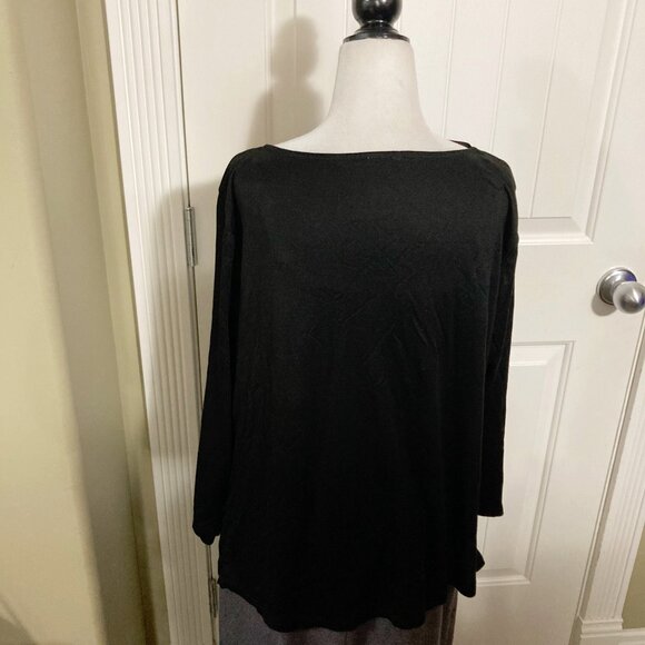 ANNE KLEIN Black asymmetrical v-neck 3/4th sleeve top ~ MEDIUM LARGE XL shirt - Picture 14 of 14
